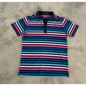 $125 G/FORE Favorite Stripe Tech Jersey Golf Polo shirt - Multicolor Stripe - M